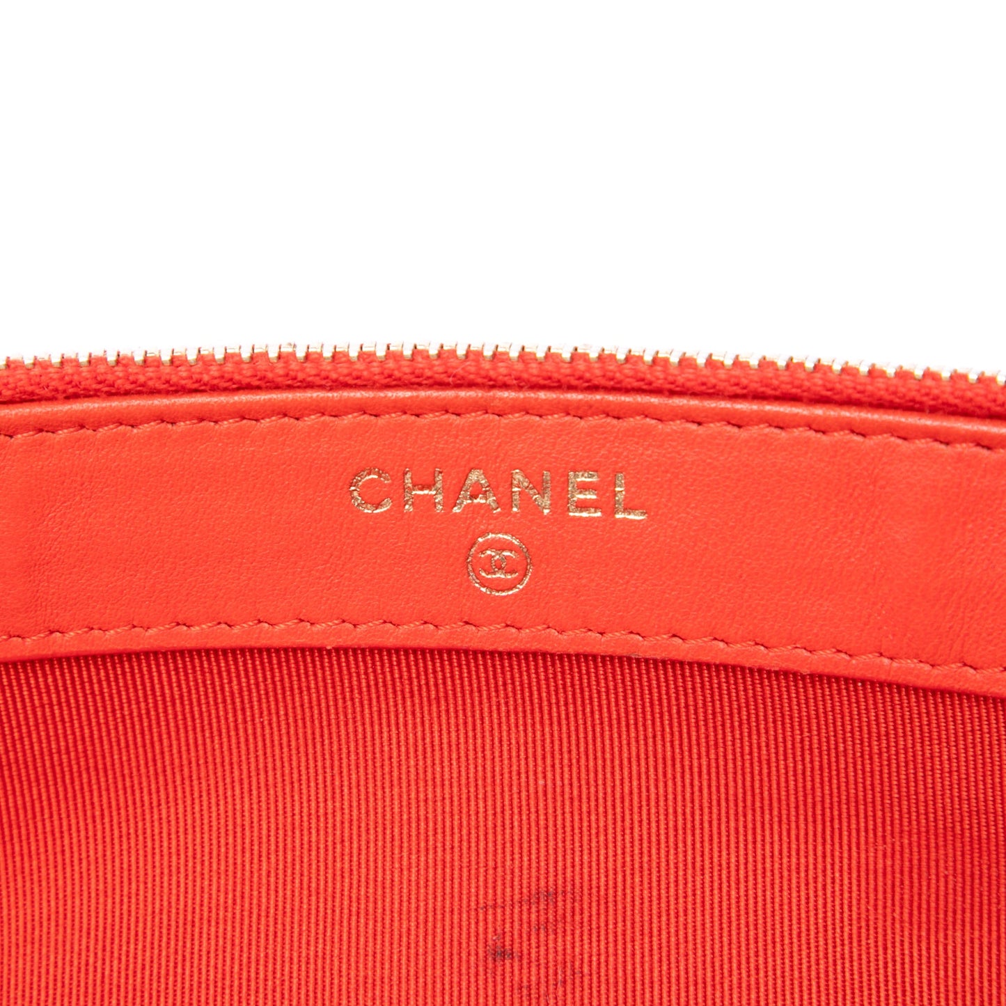 Chanel CC Quilted Lambskin Double Zip Clutch With Chain