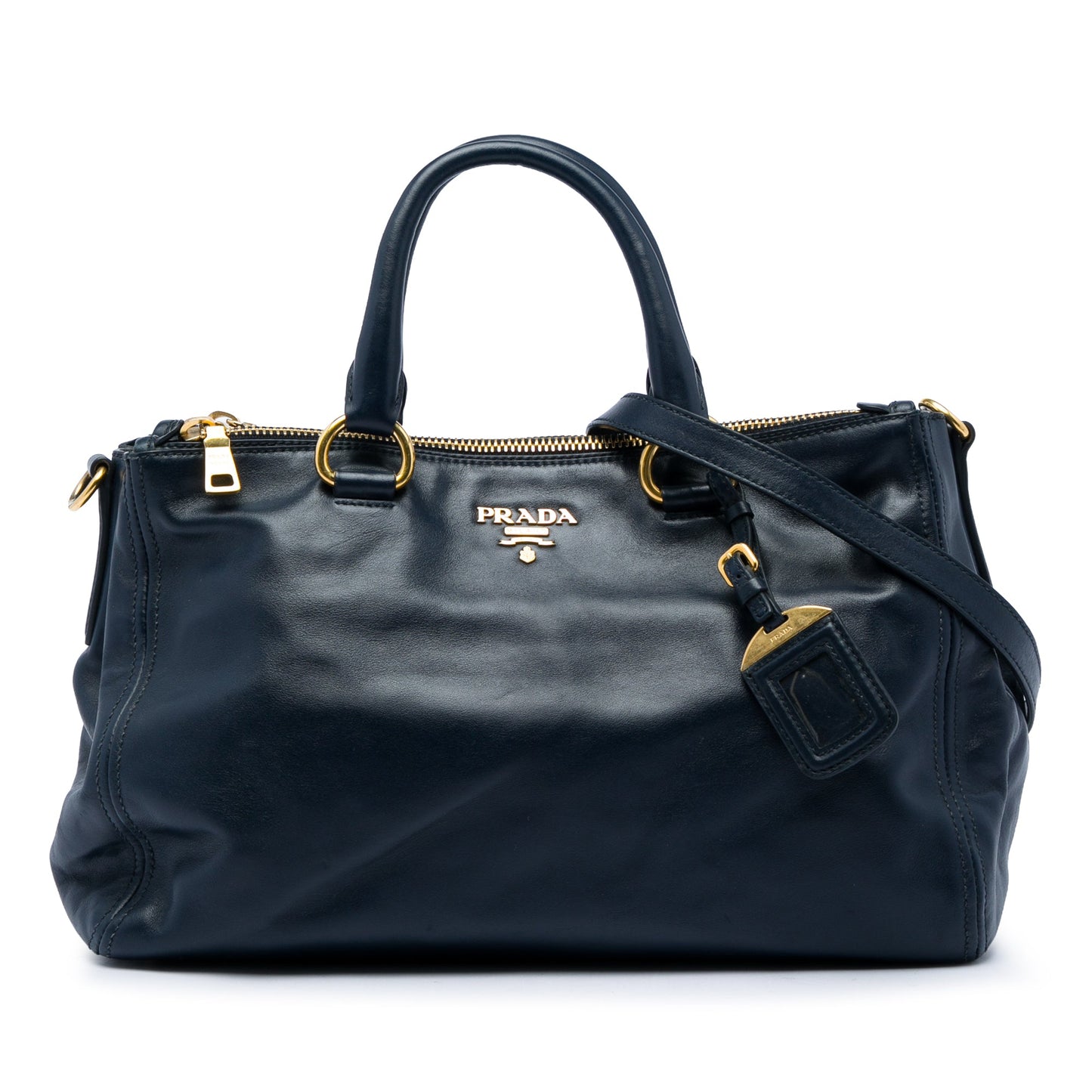 Prada Soft Calf Double Zip Convertible Tote