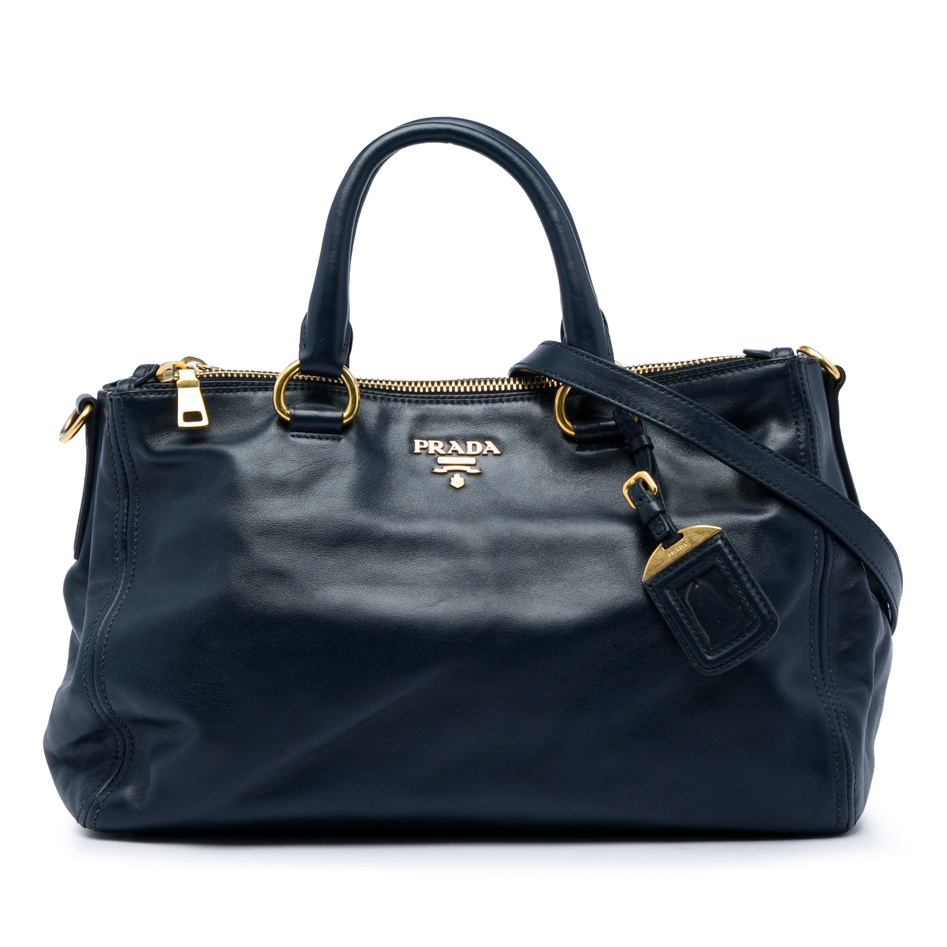 Prada Soft Calf Double Zip Convertible Tote