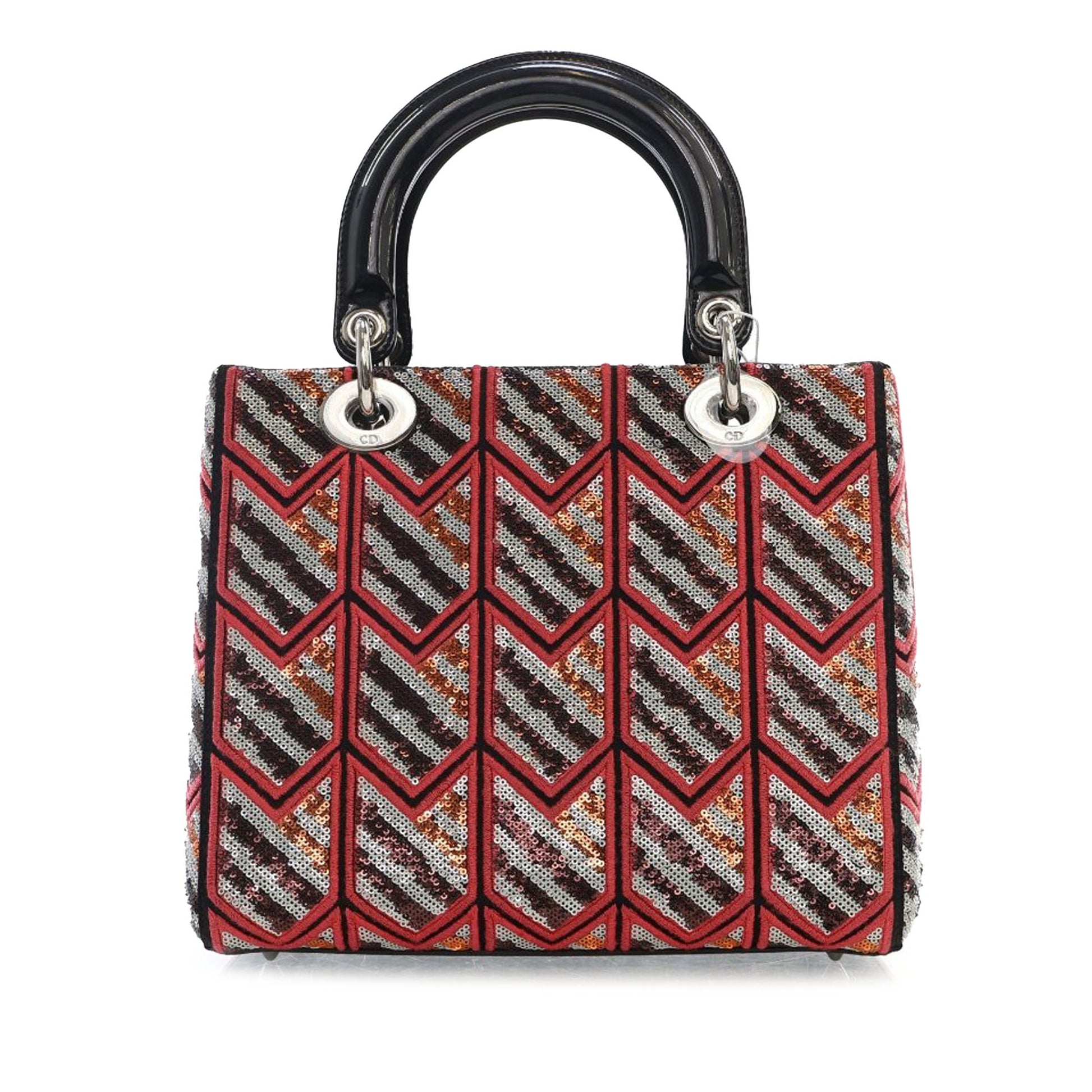 Dior Medium Patent Sequin Embroidered Lady Dior