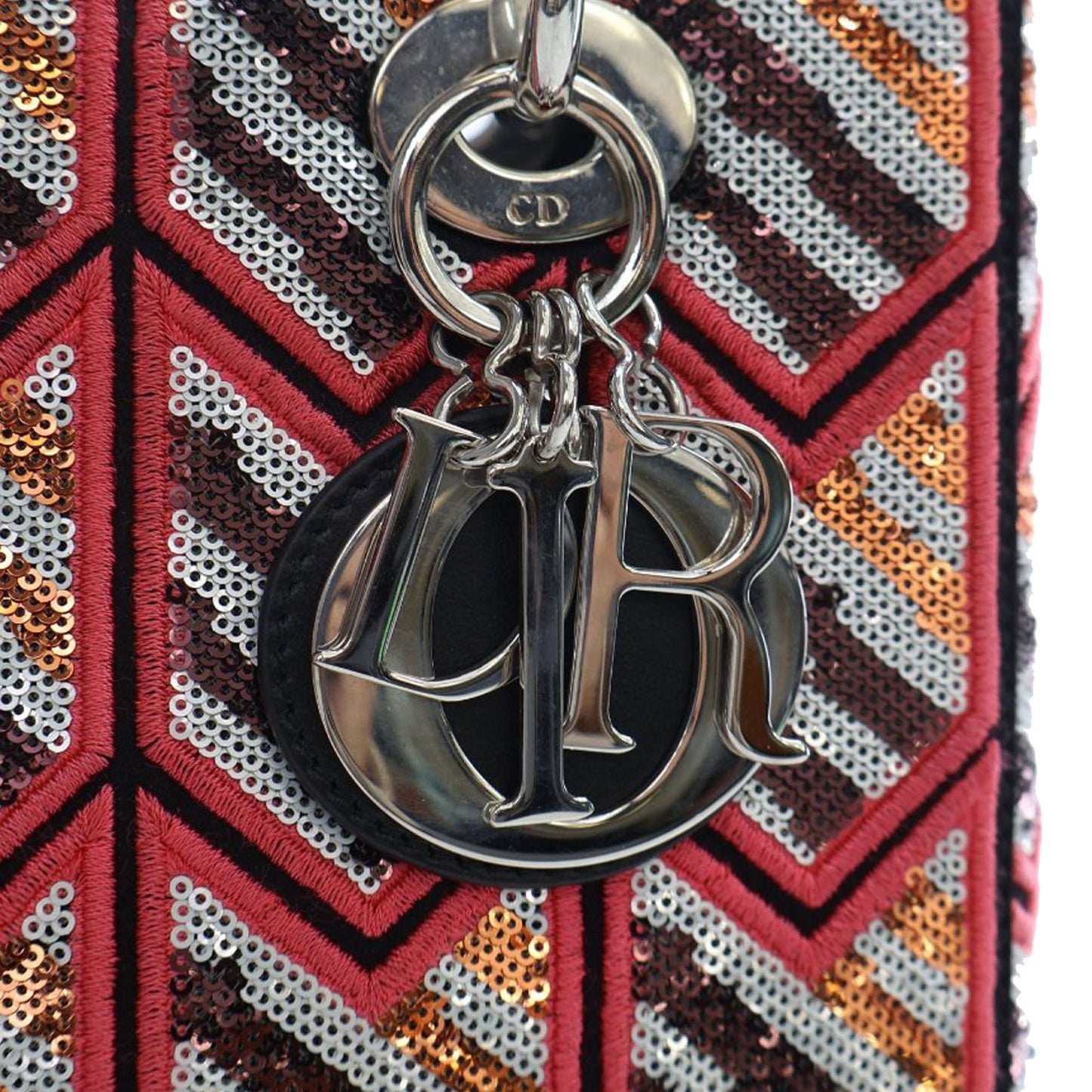 Dior Medium Patent Sequin Embroidered Lady Dior