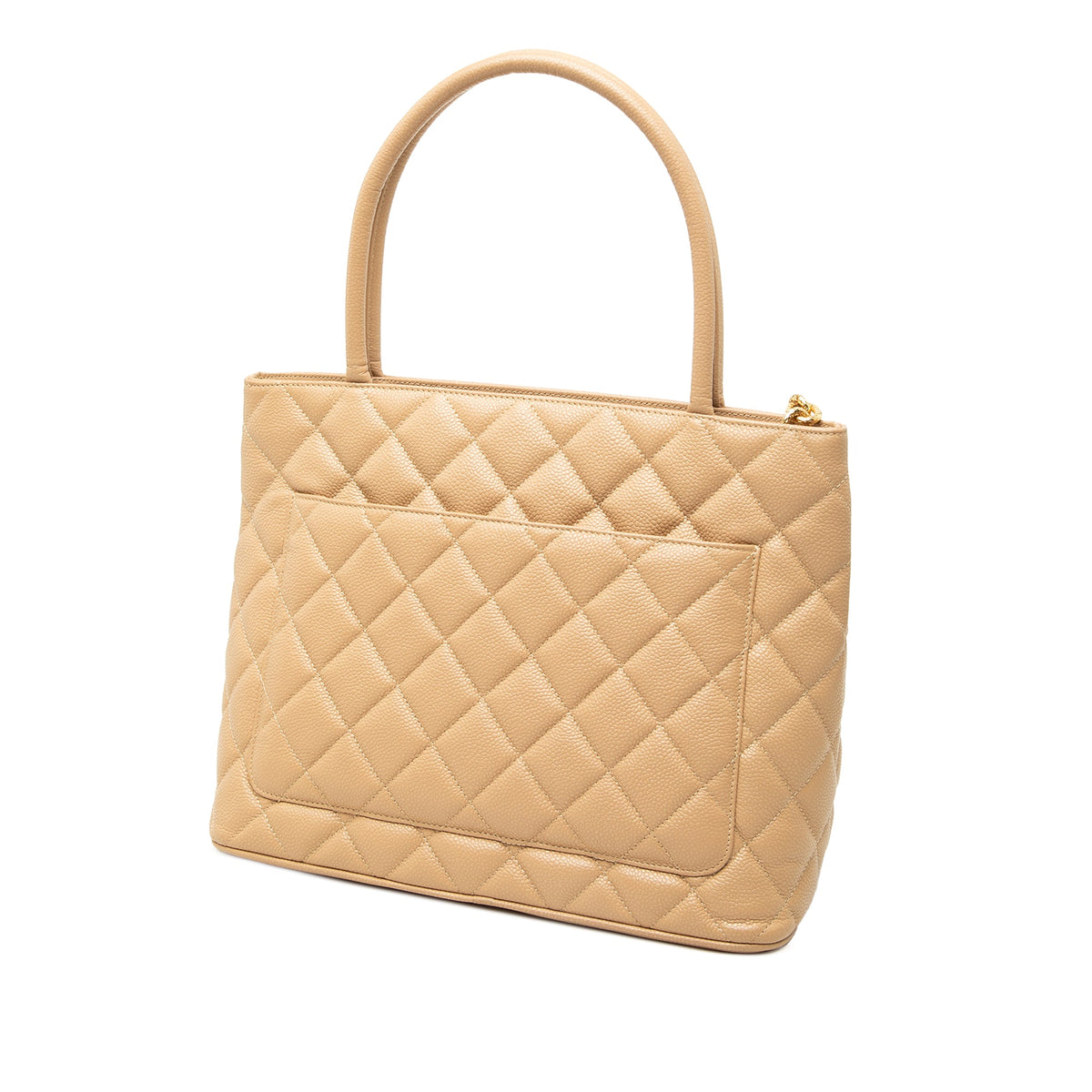 Chanel Caviar Medallion Tote — Beige