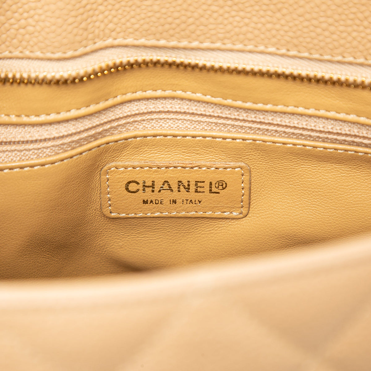 Chanel Caviar Medallion Tote — Beige