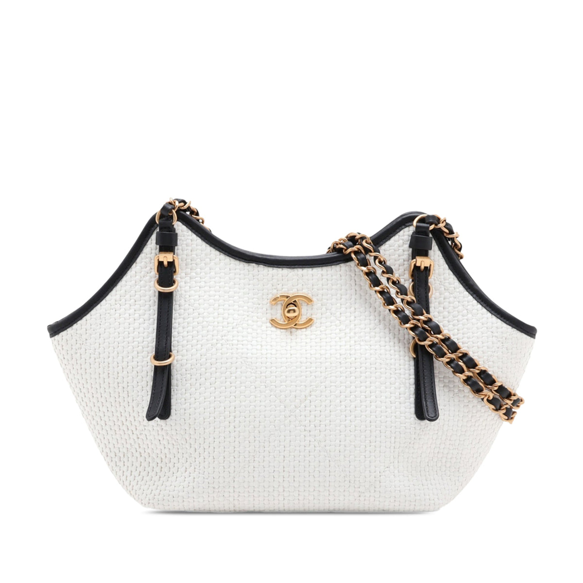 Chanel Small Raffia Shopping Bag — White