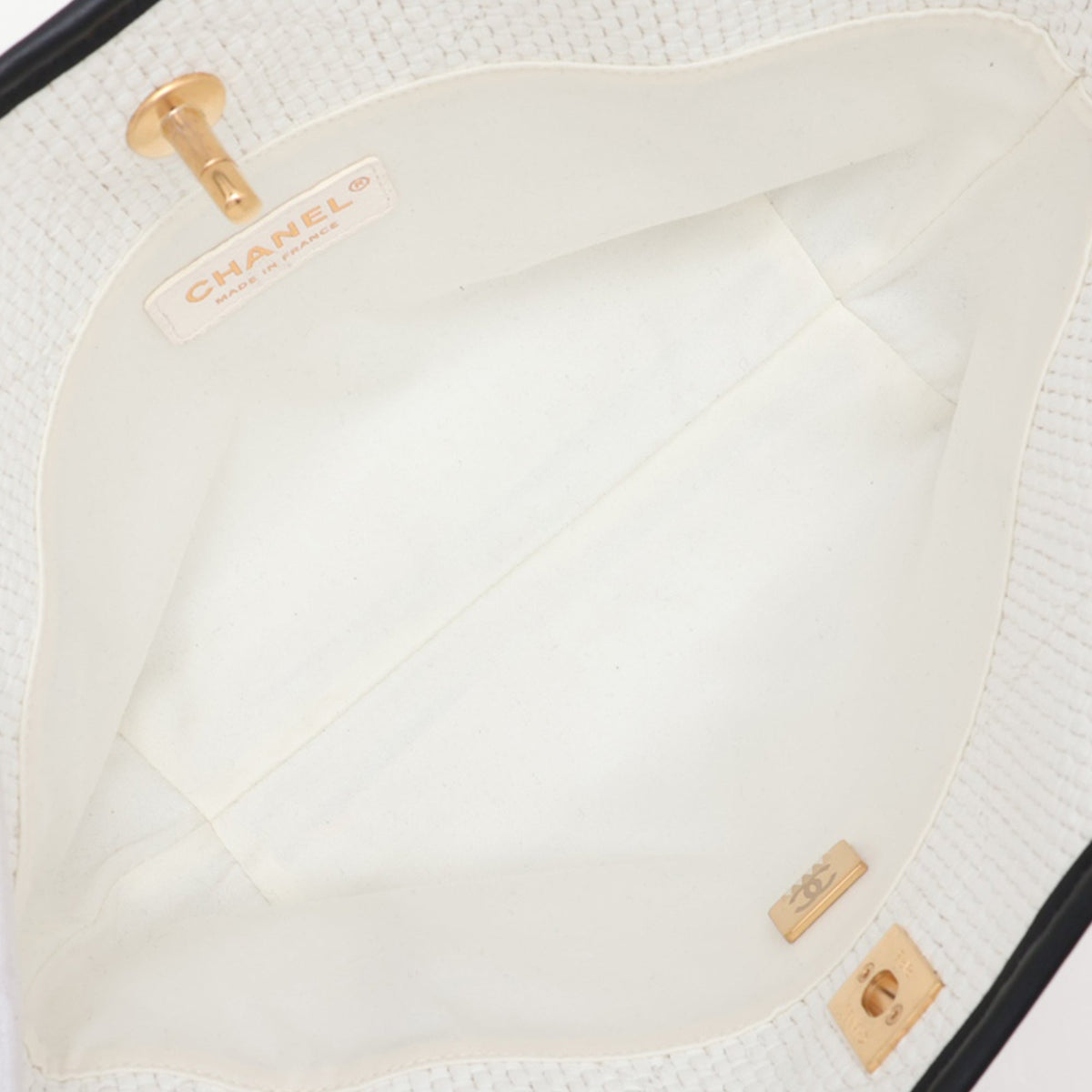 Chanel Small Raffia Shopping Bag — White