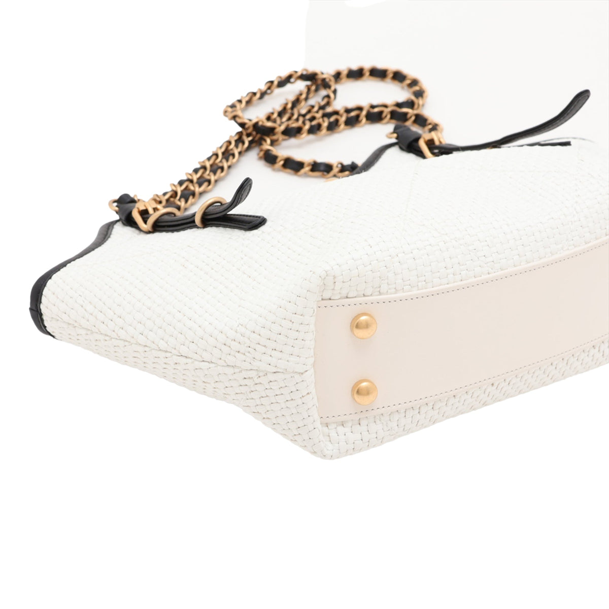Chanel Small Raffia Shopping Bag — White
