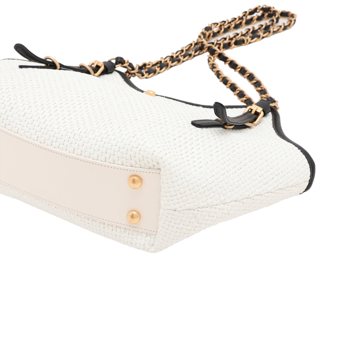 Chanel Small Raffia Shopping Bag — White