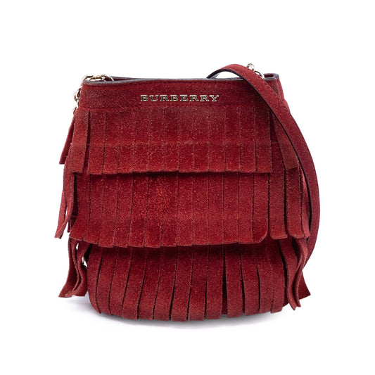 Burberry Mini Suede Fringe Bucket Bag