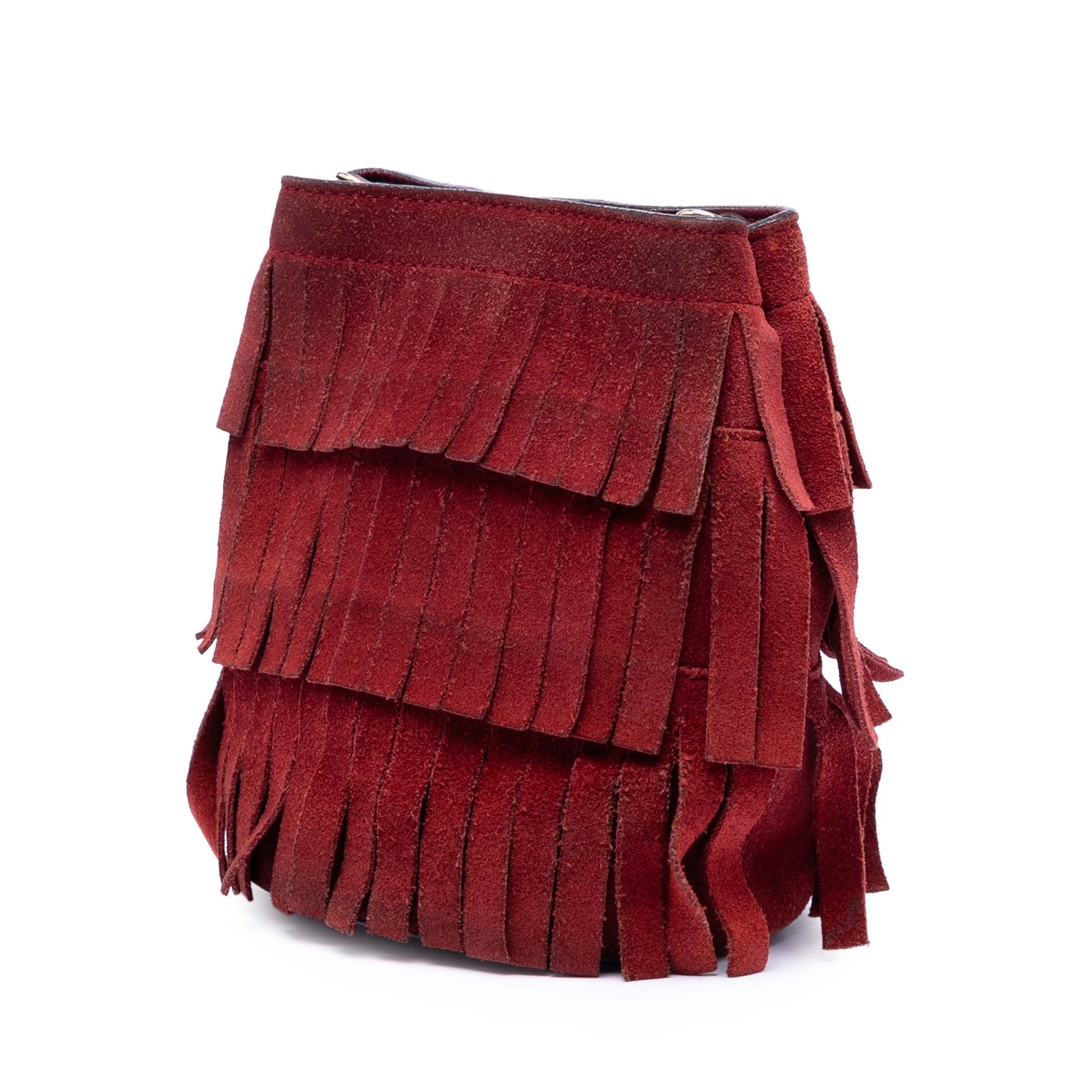 Burberry Mini Suede Fringe Bucket Bag