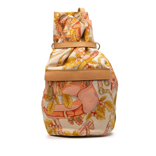 LOEWE Botanical Printed Canvas Backpack