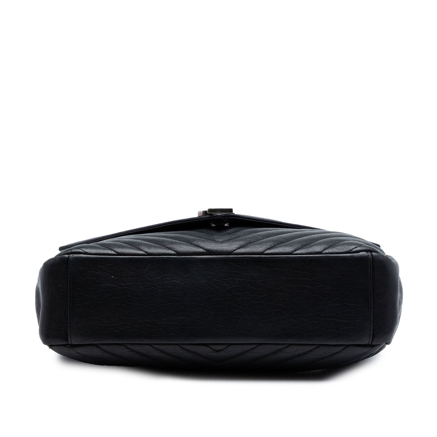 Saint Laurent Large Sheepskin Chevron Monogram Monochrome College Bag