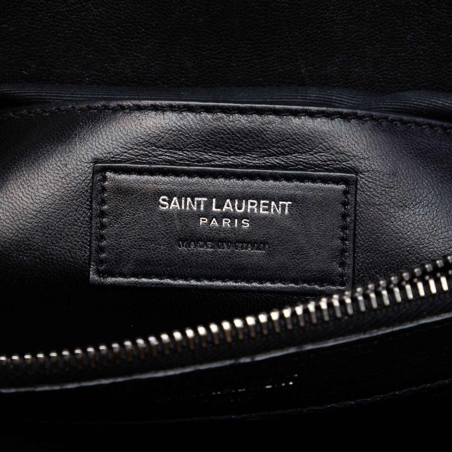 Saint Laurent Large Sheepskin Chevron Monogram Monochrome College Bag