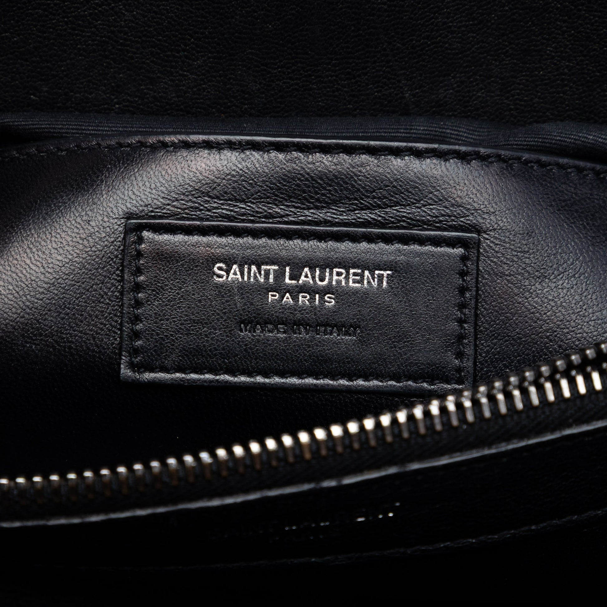 Saint Laurent Large Sheepskin Chevron Monogram Monochrome College Bag
