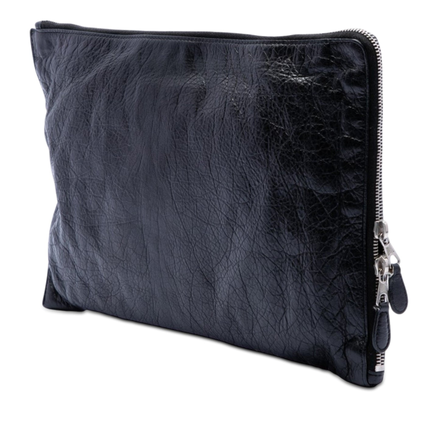Balenciaga Lambskin Motocross Giant 12 Zip Around Flat Clutch