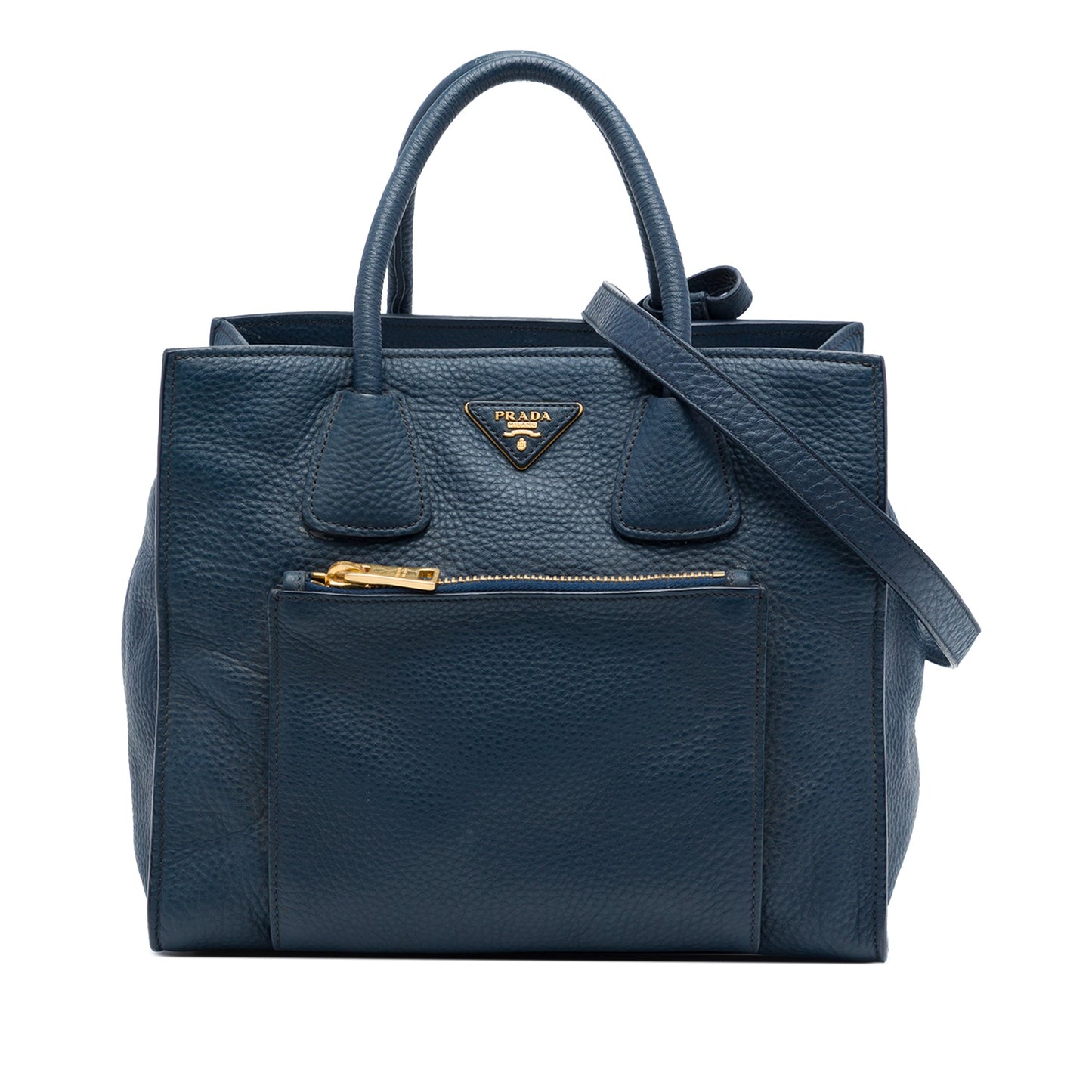 Prada Vitello Daino Front Pocket Open Convertible Tote
