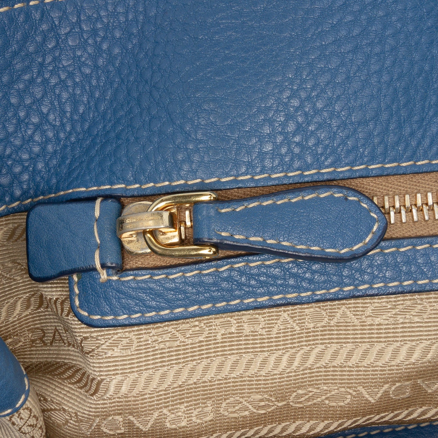 Prada Vitello Daino Side Zip Shopper Tote
