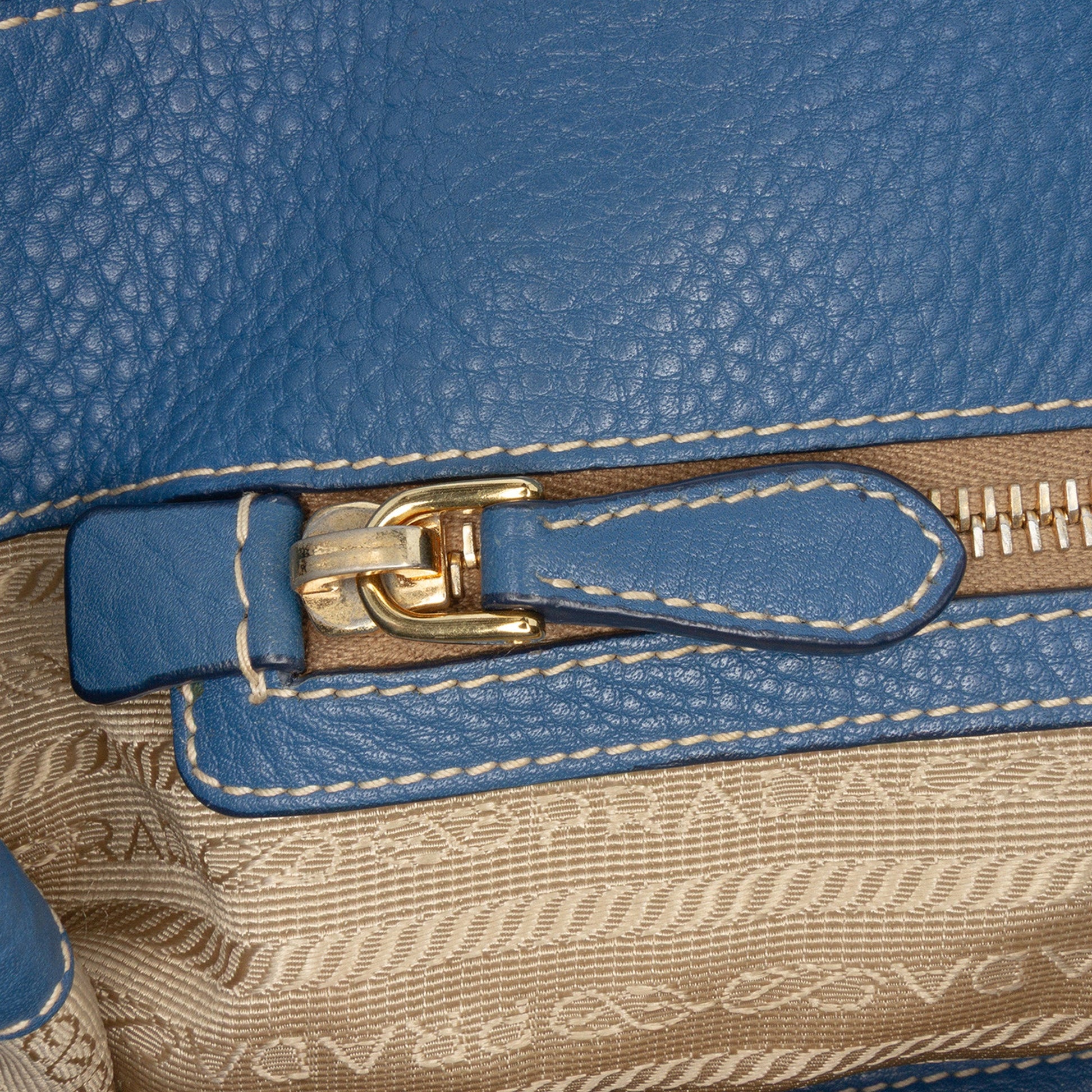 Prada Vitello Daino Side Zip Shopper Tote