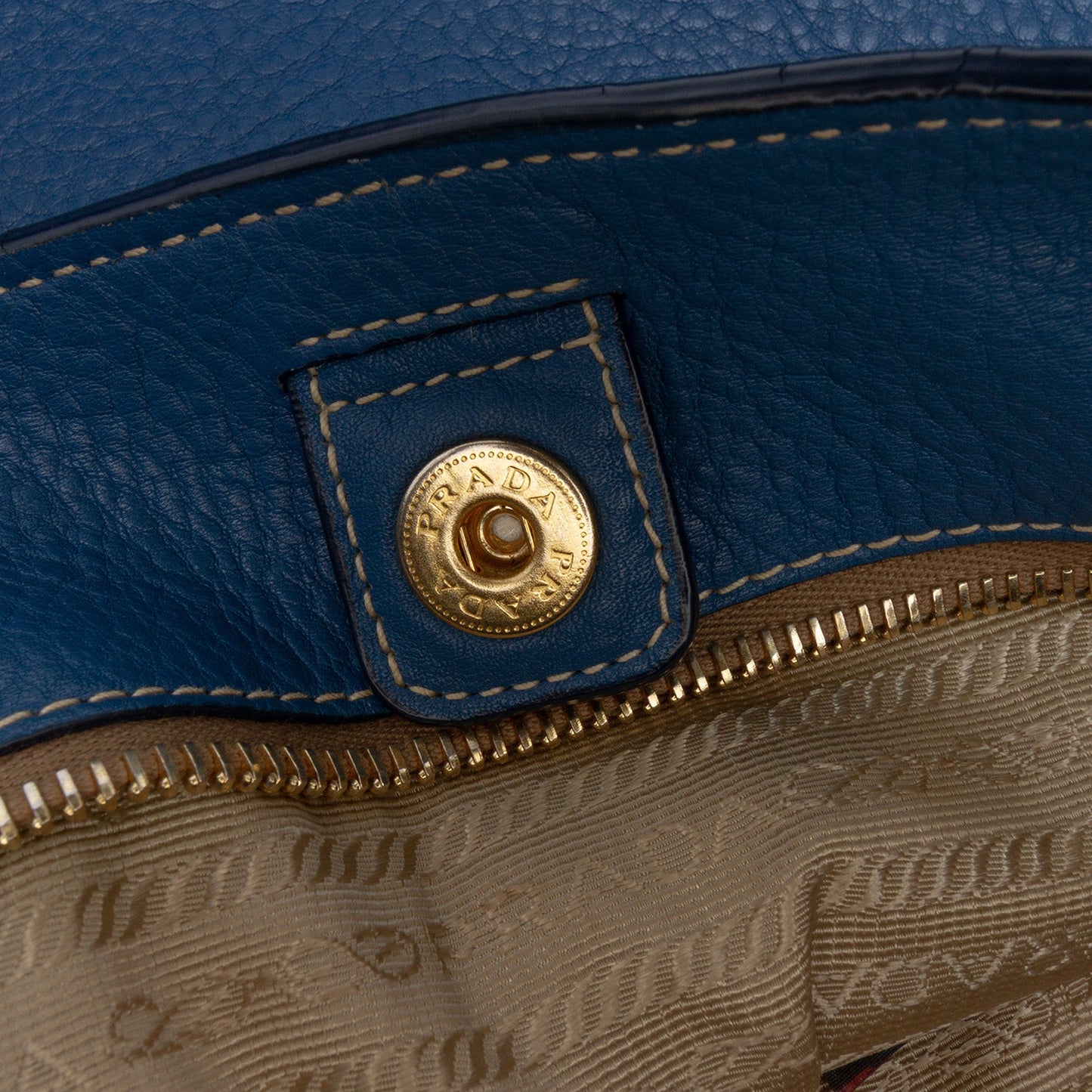 Prada Vitello Daino Side Zip Shopper Tote