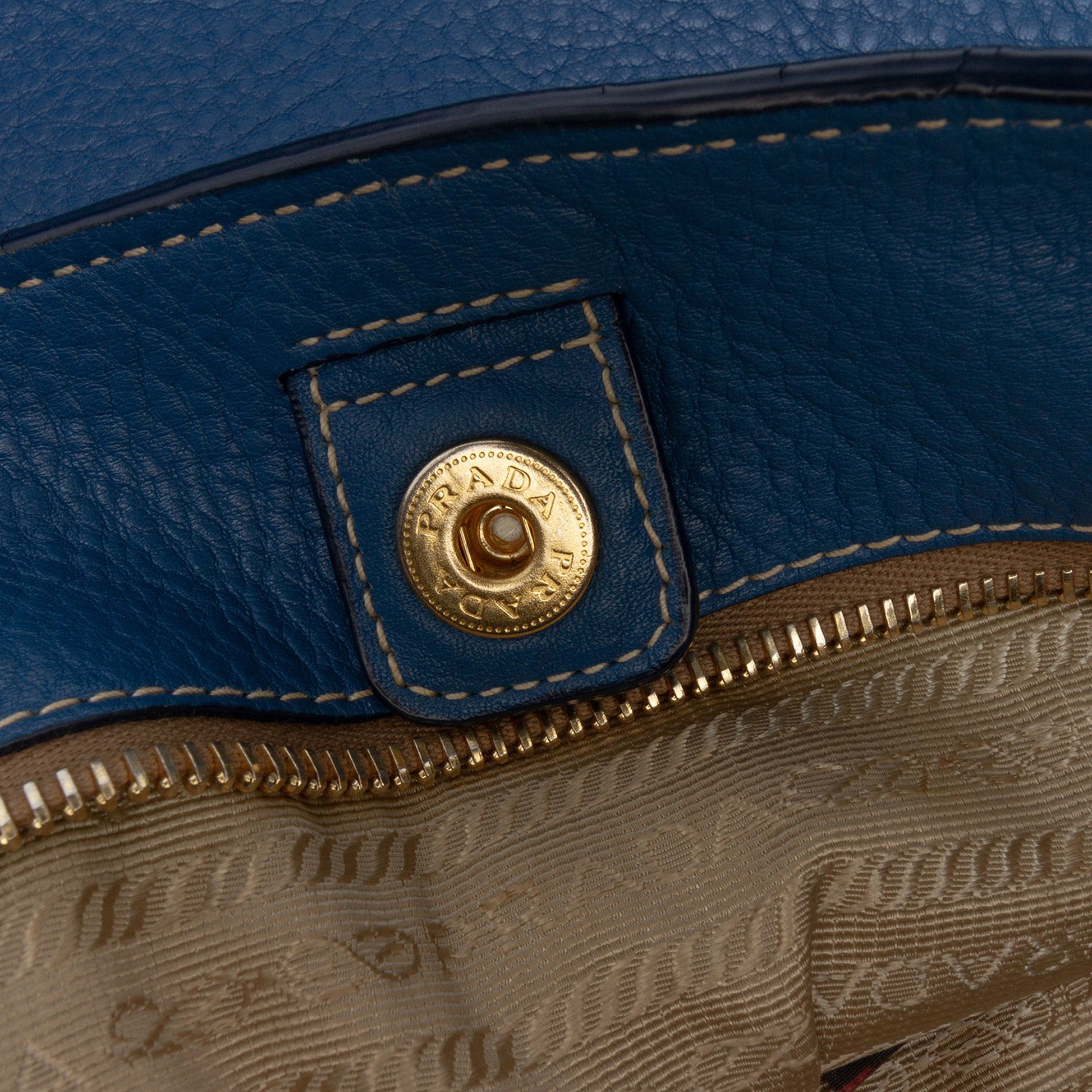 Prada Vitello Daino Side Zip Shopper Tote