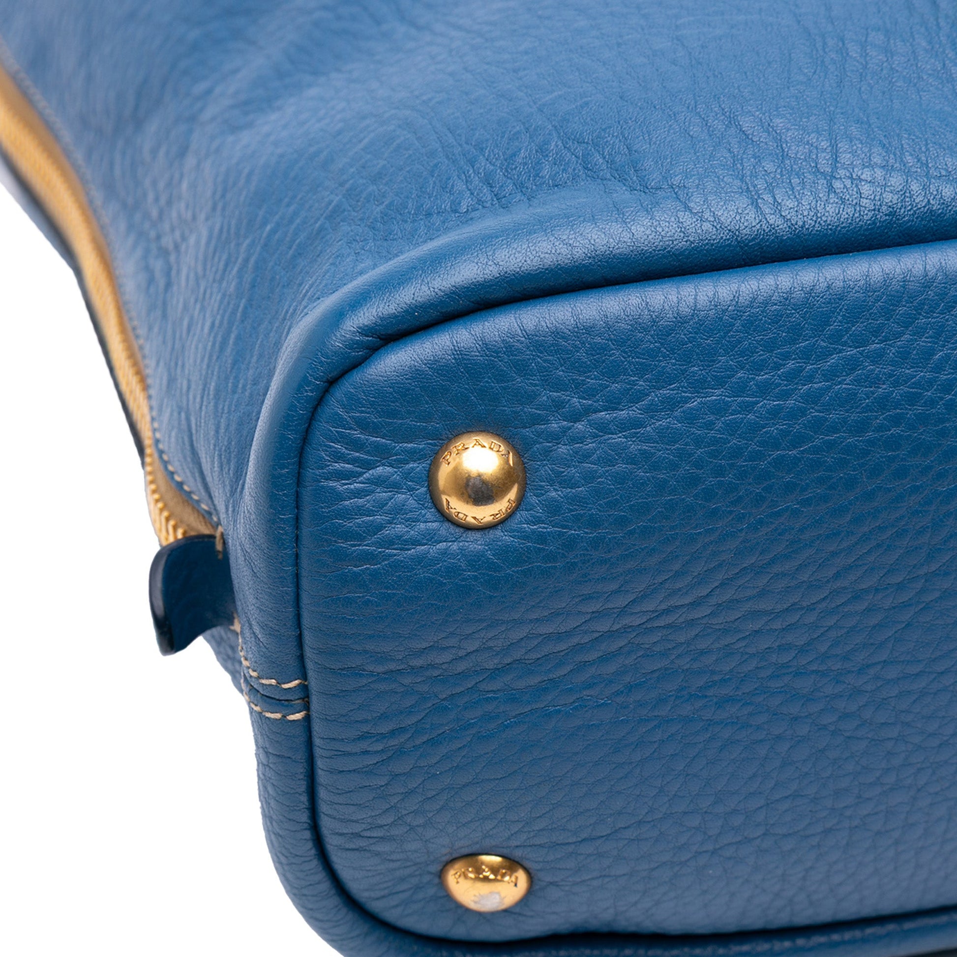 Prada Vitello Daino Side Zip Shopper Tote