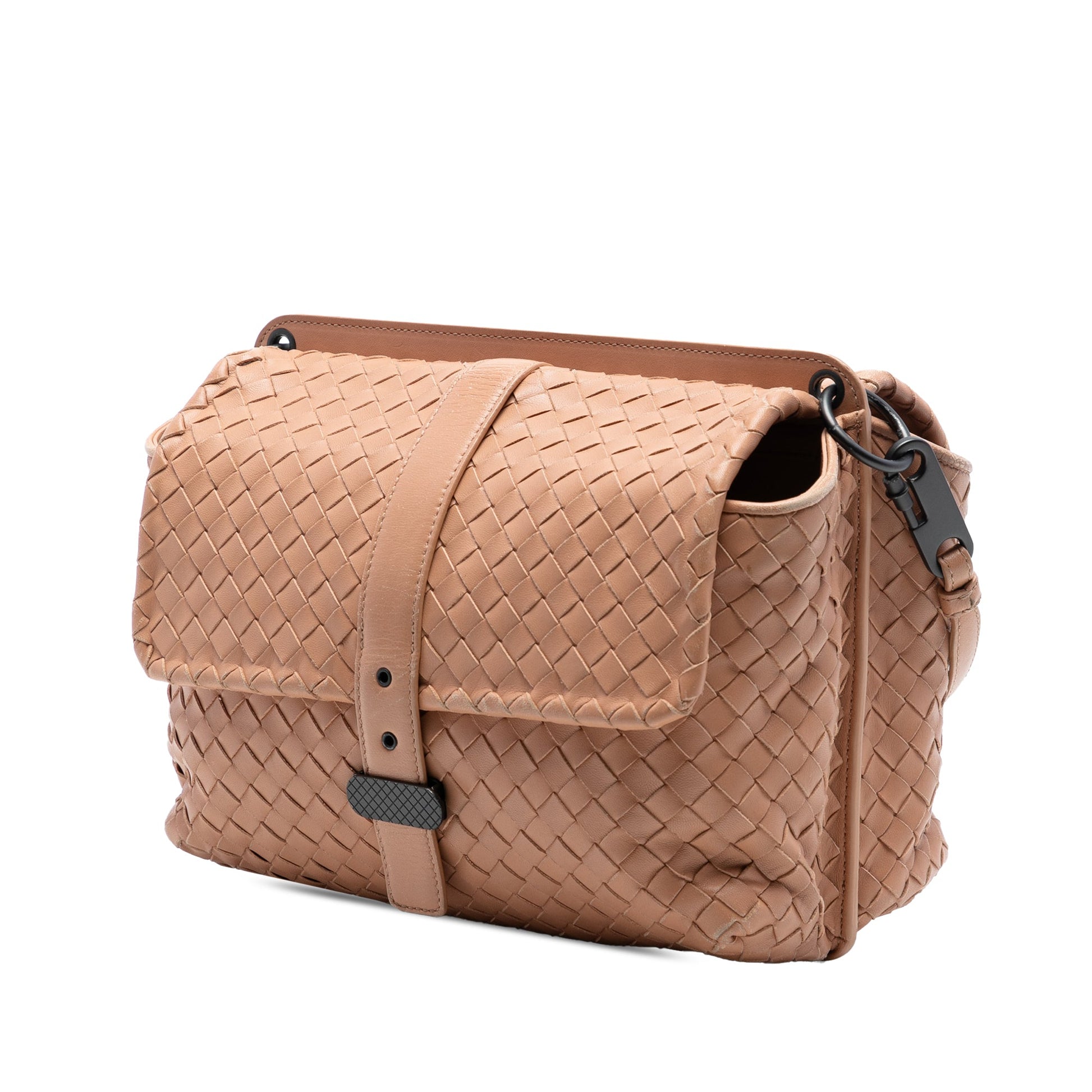 Bottega Veneta Nappa Intrecciato Double Sided Flap Shoulder Bag