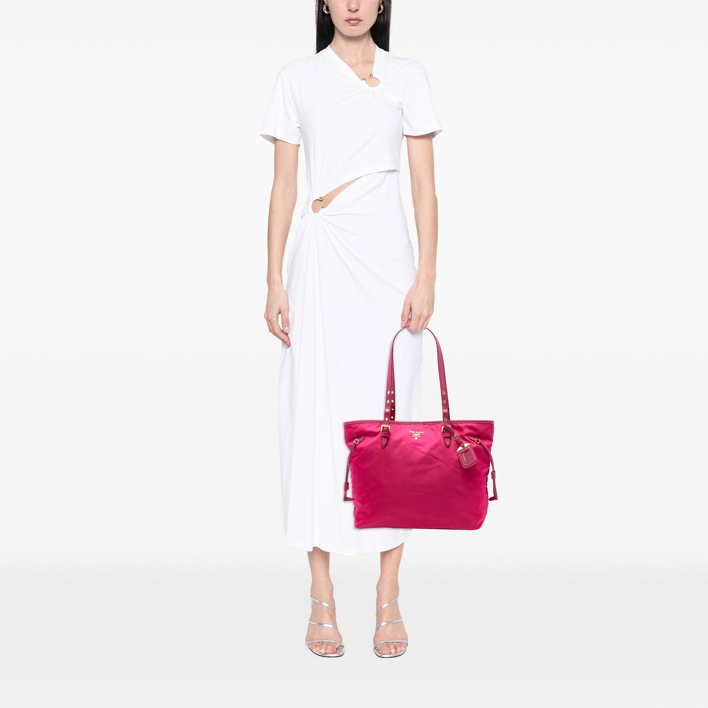 Prada Saffiano Trimmed Tessuto Tote