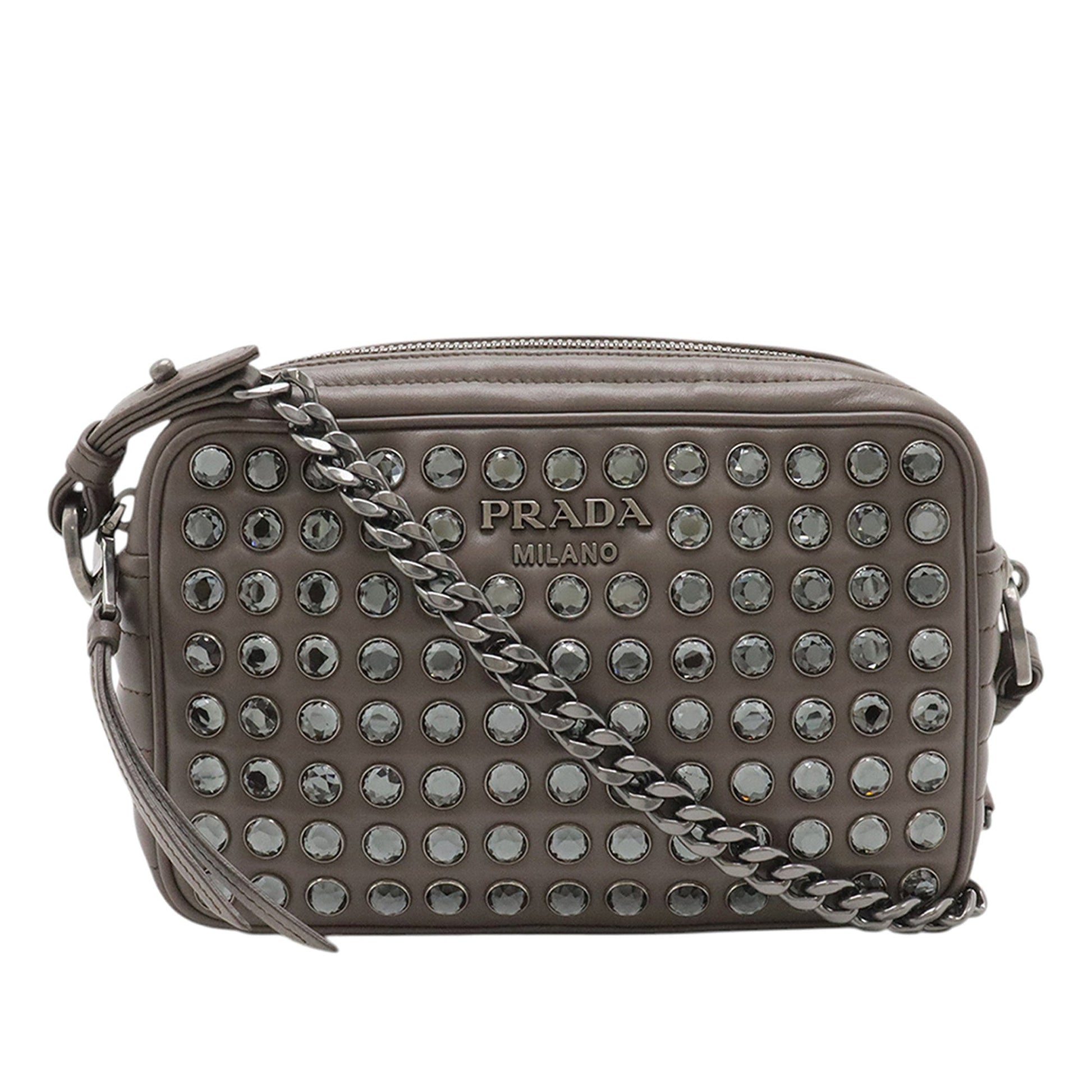 Prada Soft Calfskin Studded Diagramme Camera Bag