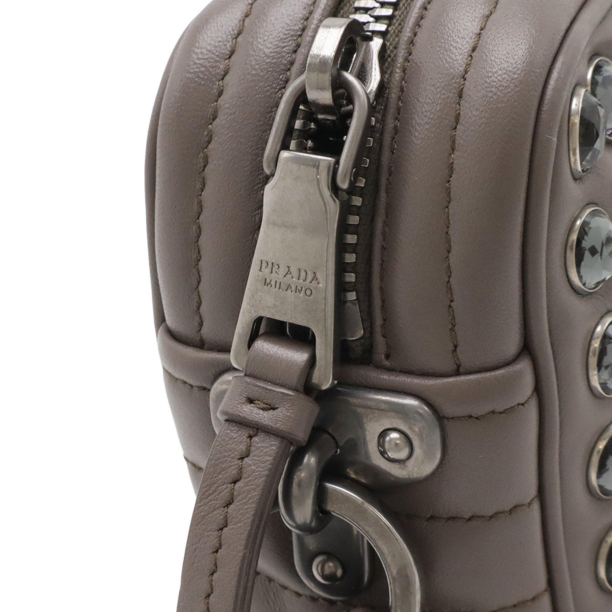 Prada Soft Calfskin Studded Diagramme Camera Bag