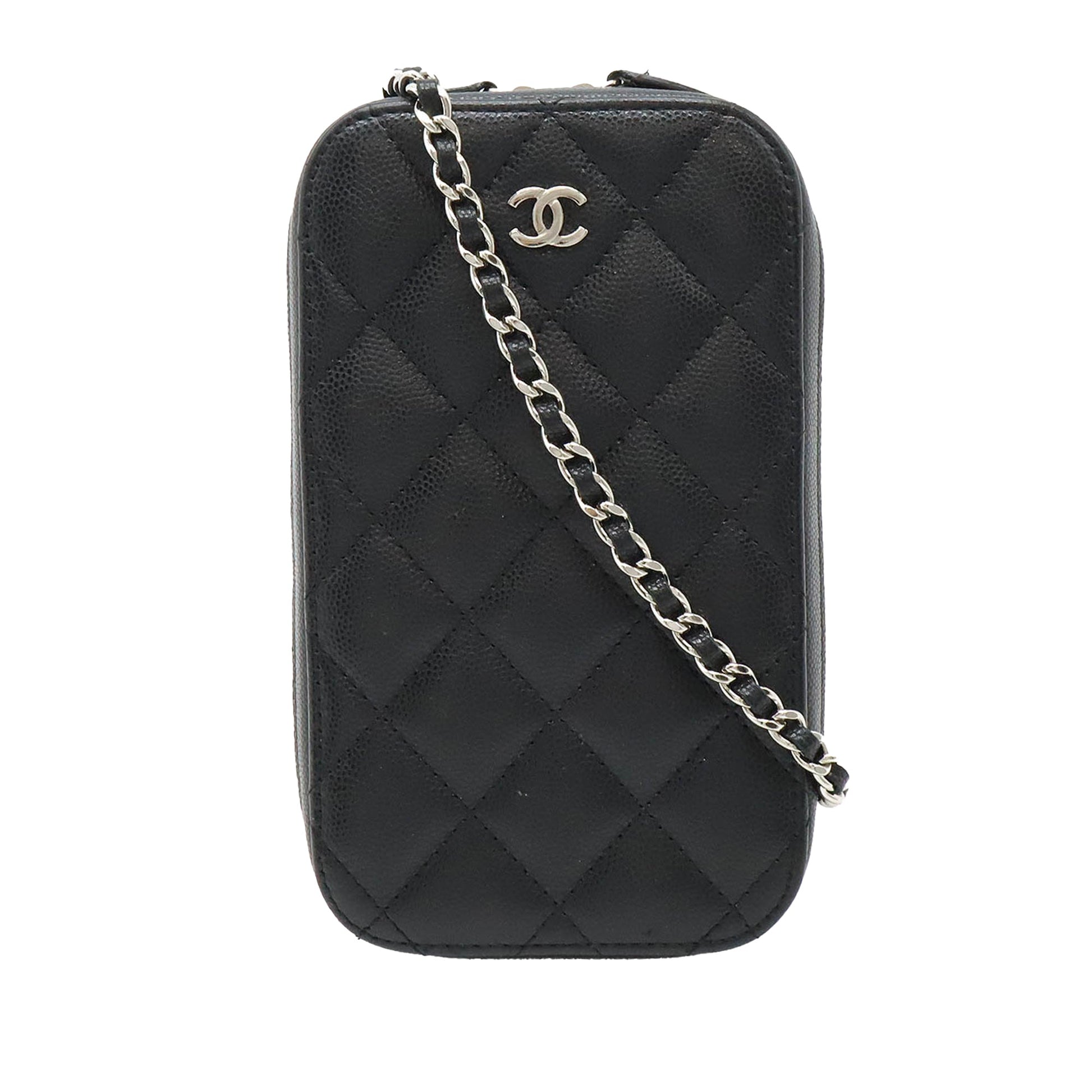 Chanel CC Quilted Caviar Zip Phone Case