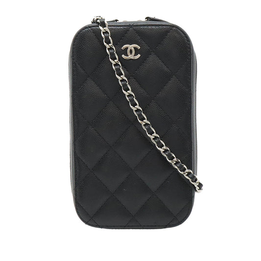 Chanel CC Quilted Caviar Zip Phone Case