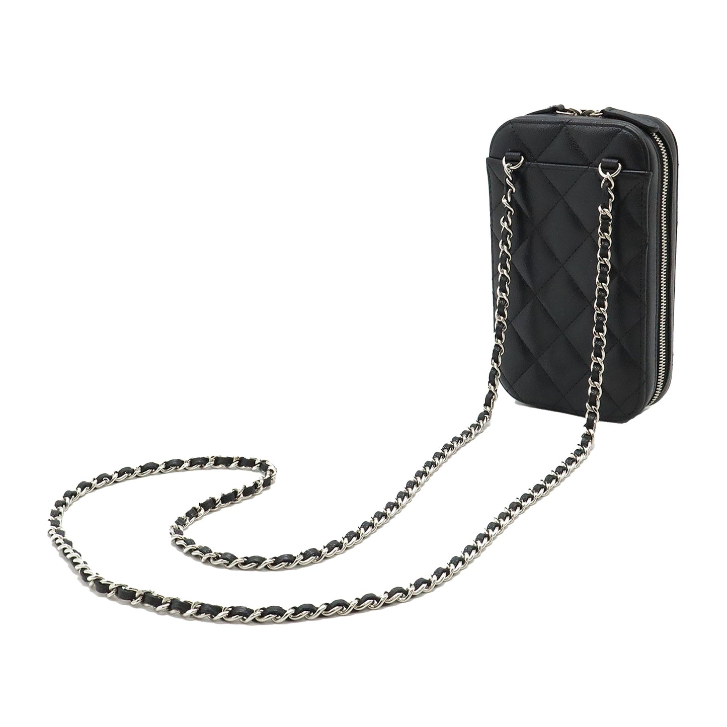 Chanel CC Quilted Caviar Zip Phone Case