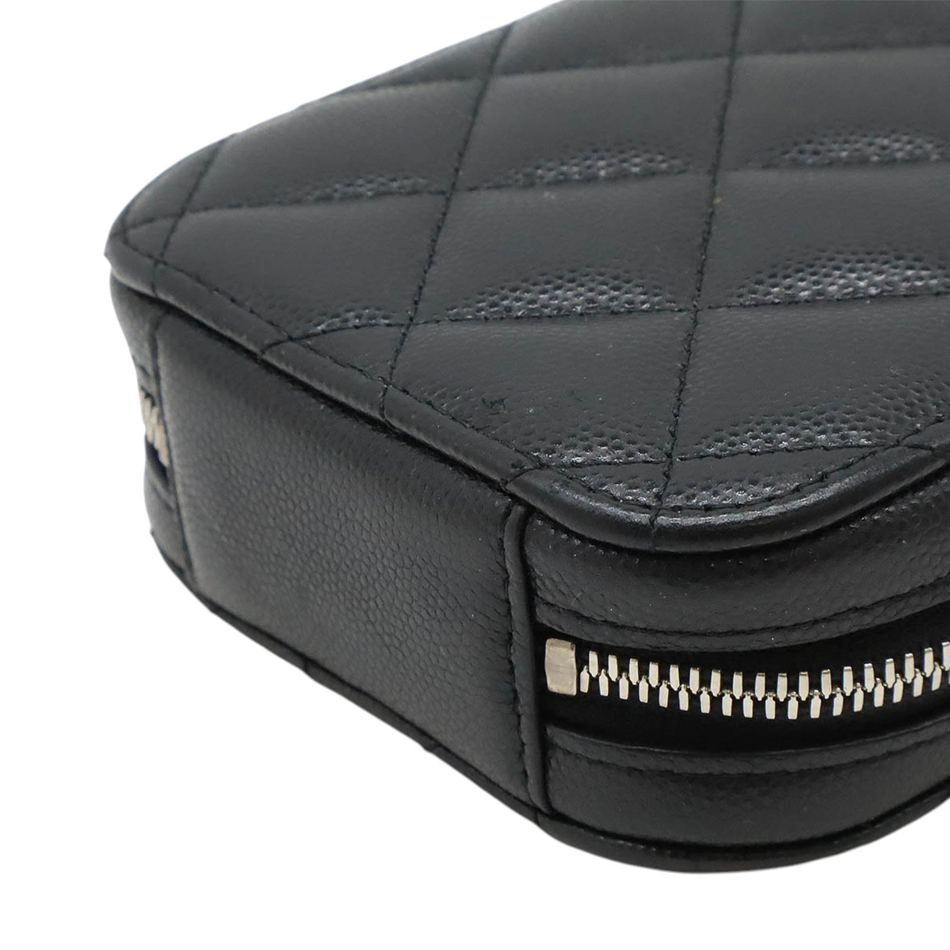 Chanel CC Quilted Caviar Zip Phone Case