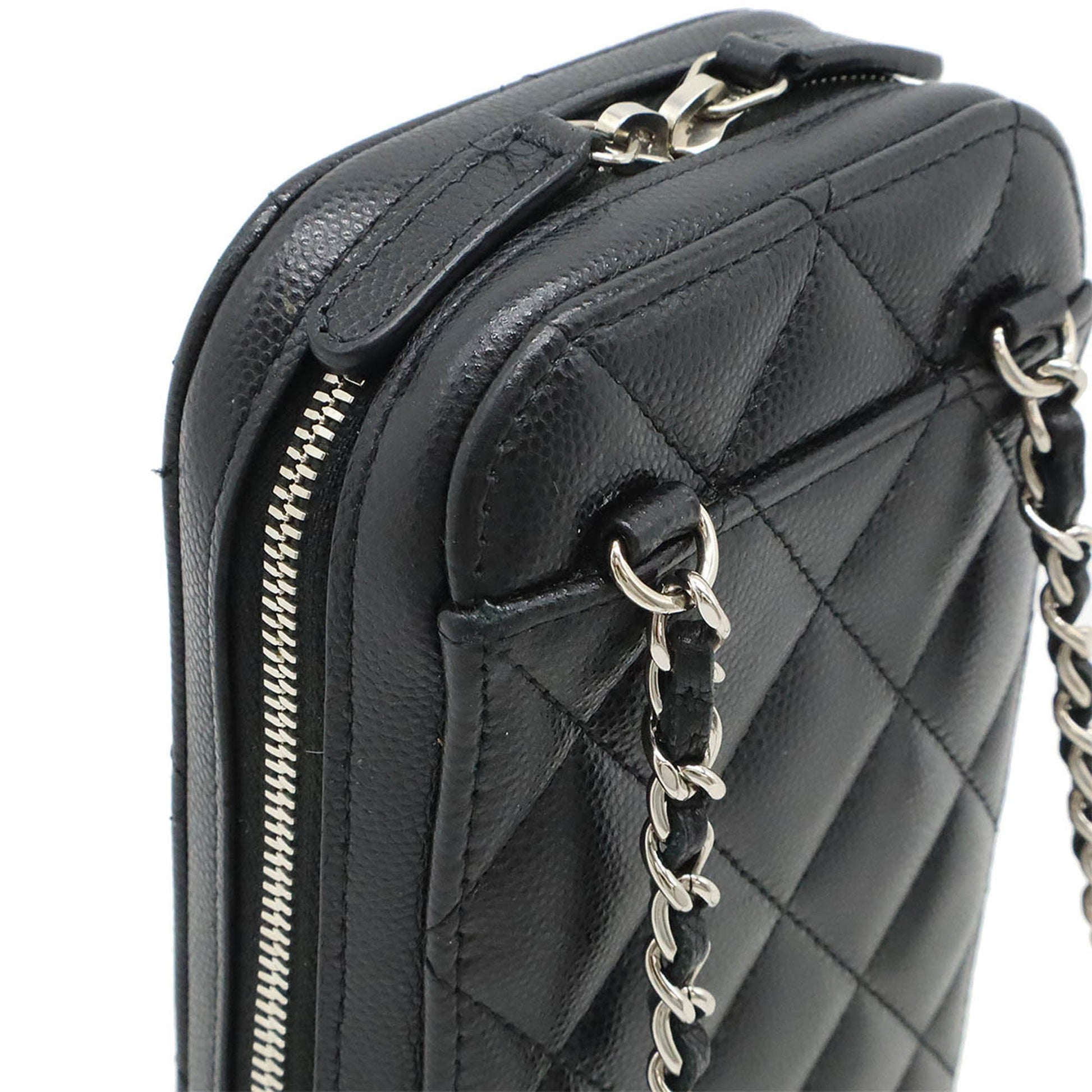 Chanel CC Quilted Caviar Zip Phone Case