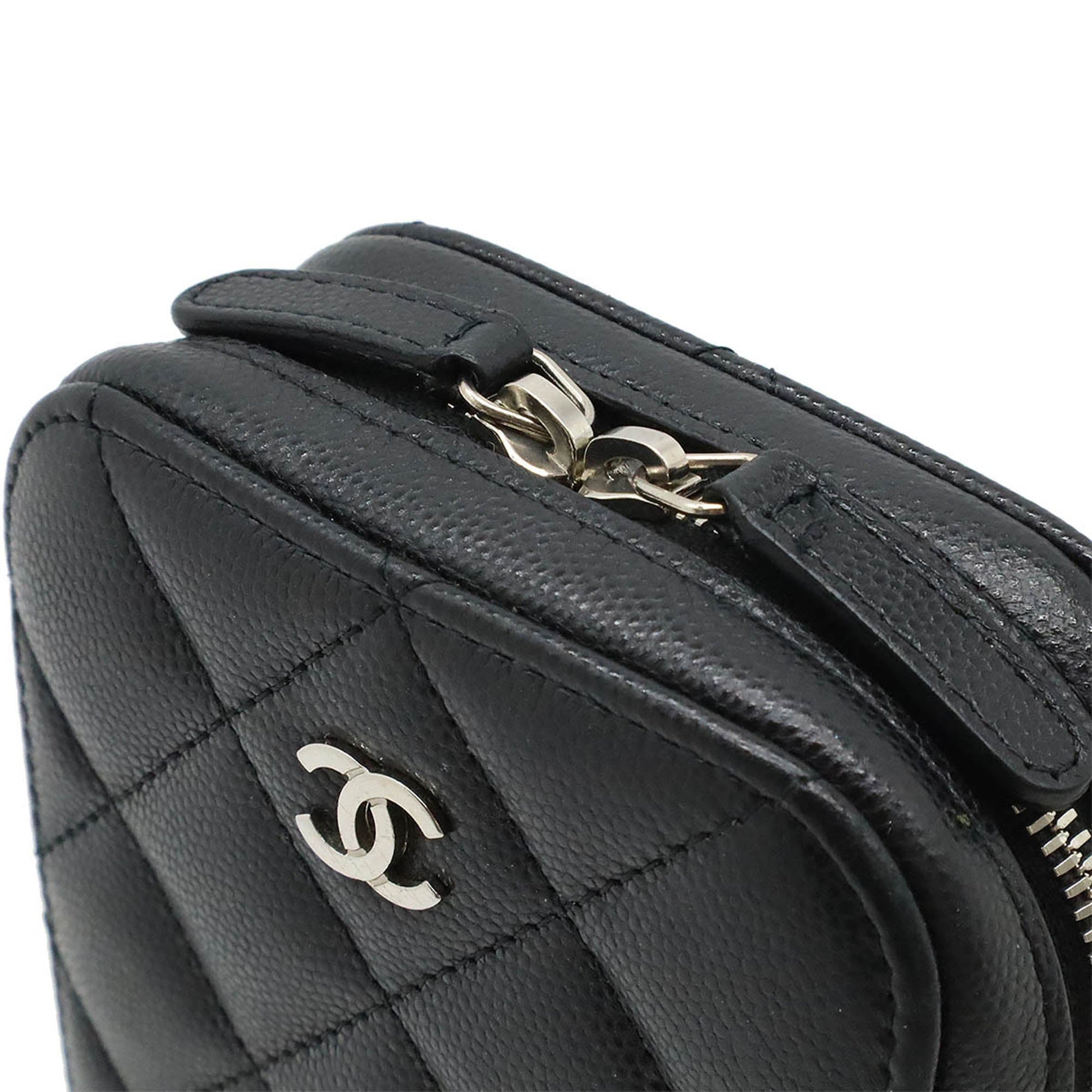 Chanel CC Quilted Caviar Zip Phone Case