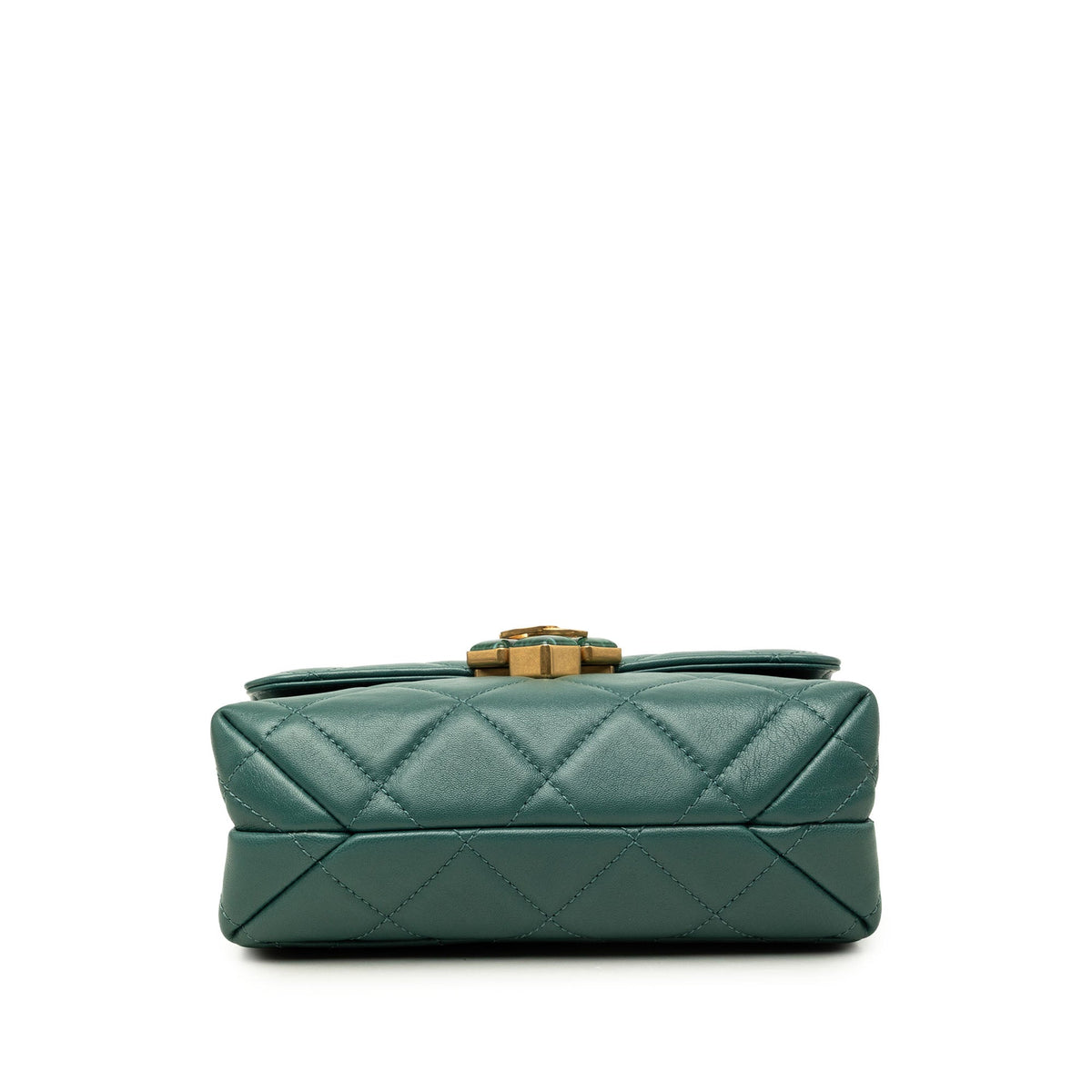 Chanel Mini Lambskin Diamond Lock Flap — Green