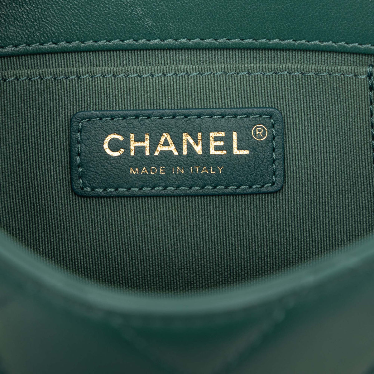 Chanel Mini Lambskin Diamond Lock Flap — Green