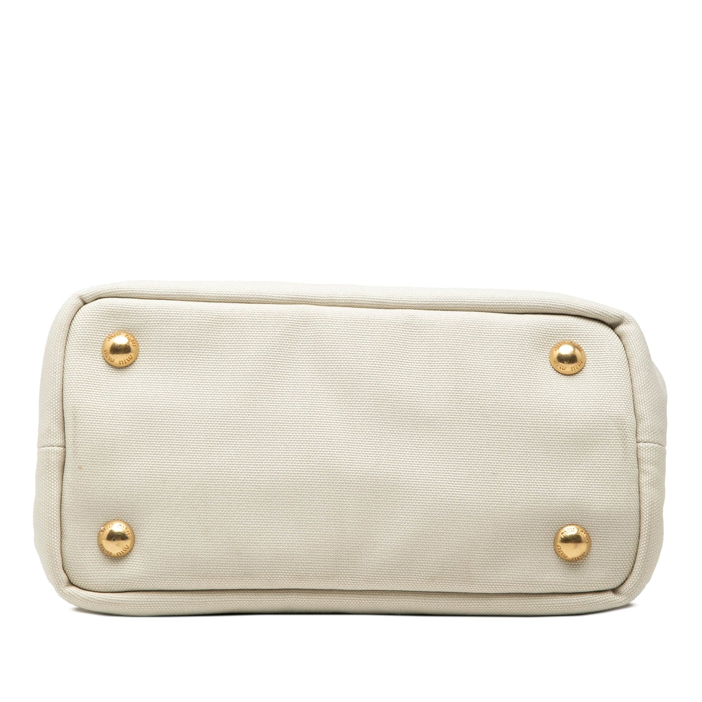 Miu Miu Cotton Trimmed Embroidered Canvas Logo Convertible Tote