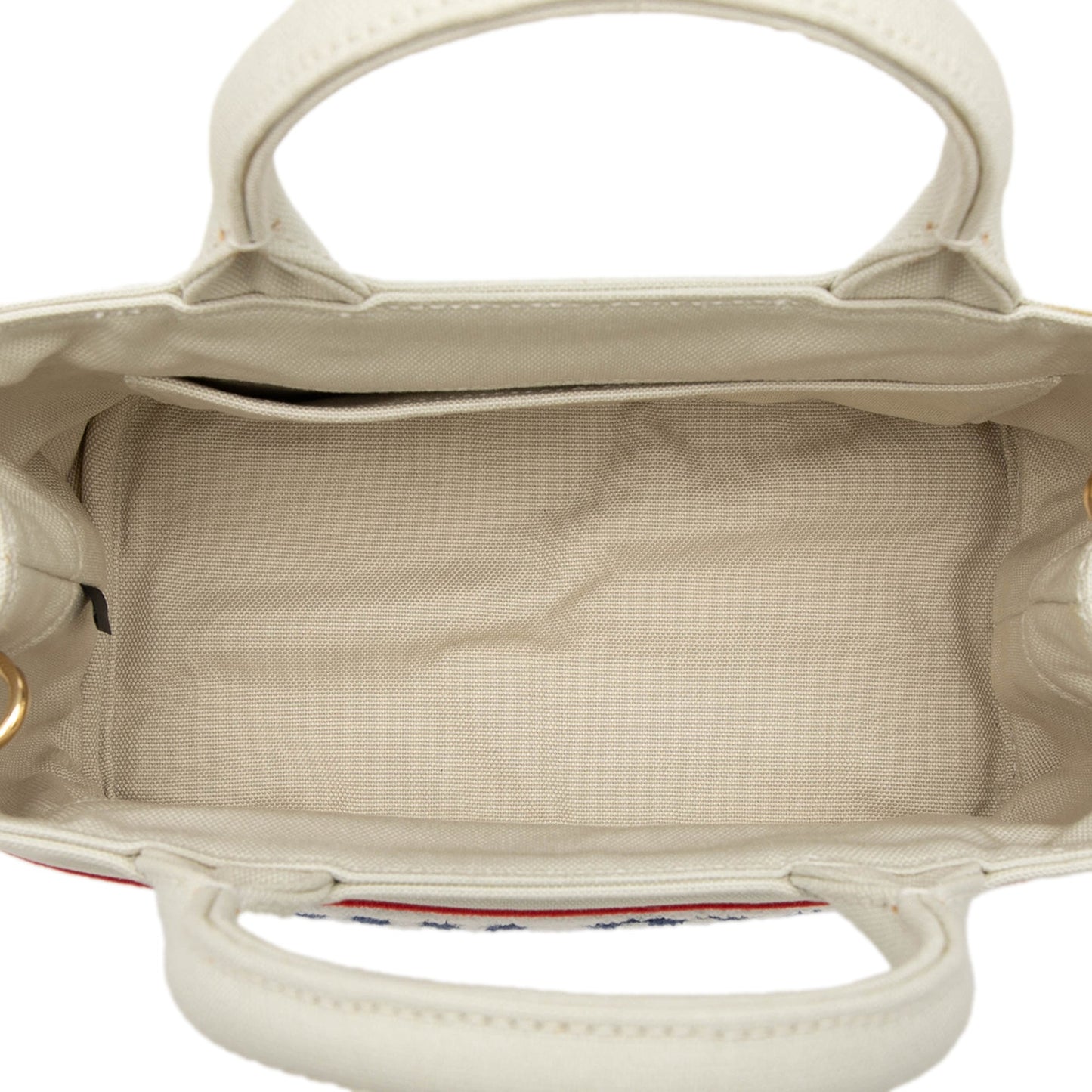 Miu Miu Cotton Trimmed Embroidered Canvas Logo Convertible Tote