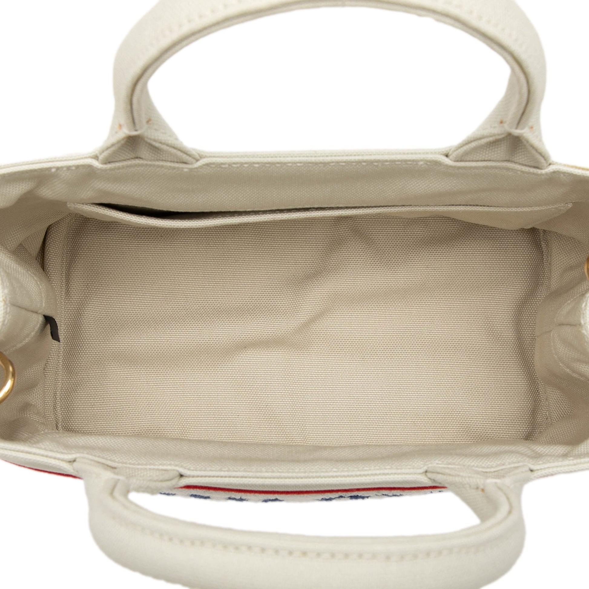 Miu Miu Cotton Trimmed Embroidered Canvas Logo Convertible Tote