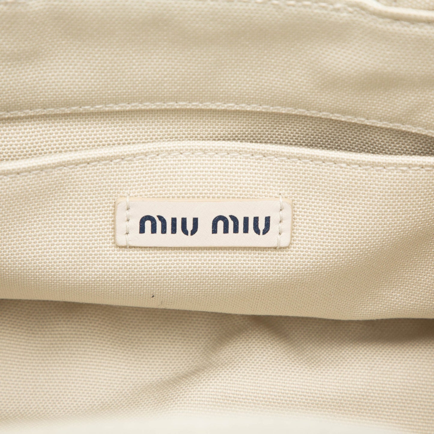 Miu Miu Cotton Trimmed Embroidered Canvas Logo Convertible Tote
