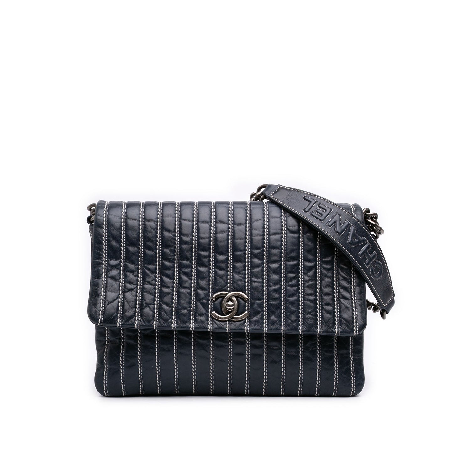 Chanel Large Vertical Quilted Lambskin Stitched Single Flap