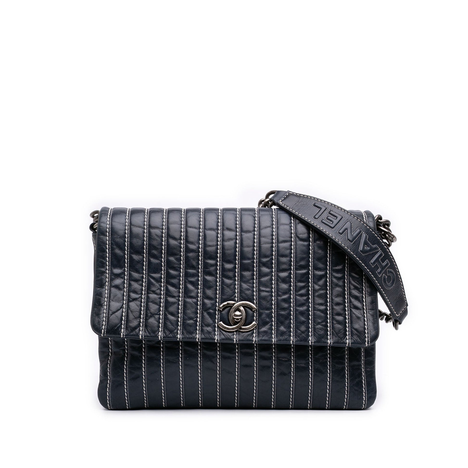 Chanel Large Vertical Quilted Lambskin Stitched Single Flap