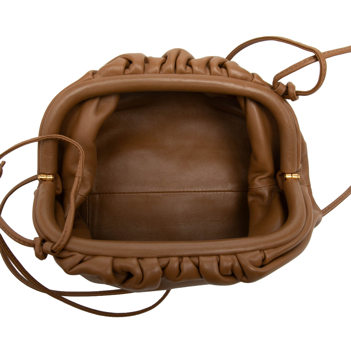 Bottega Veneta Lambskin The Mini Pouch Crossbody — Brown