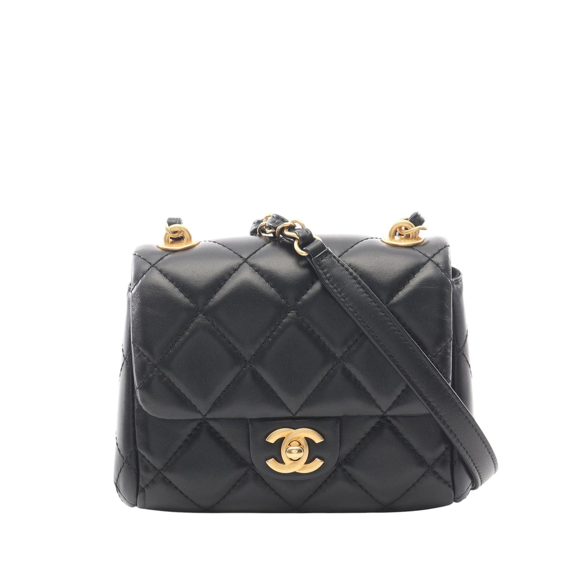 Chanel Mini Quilted Lambskin Puffy Flap — Black