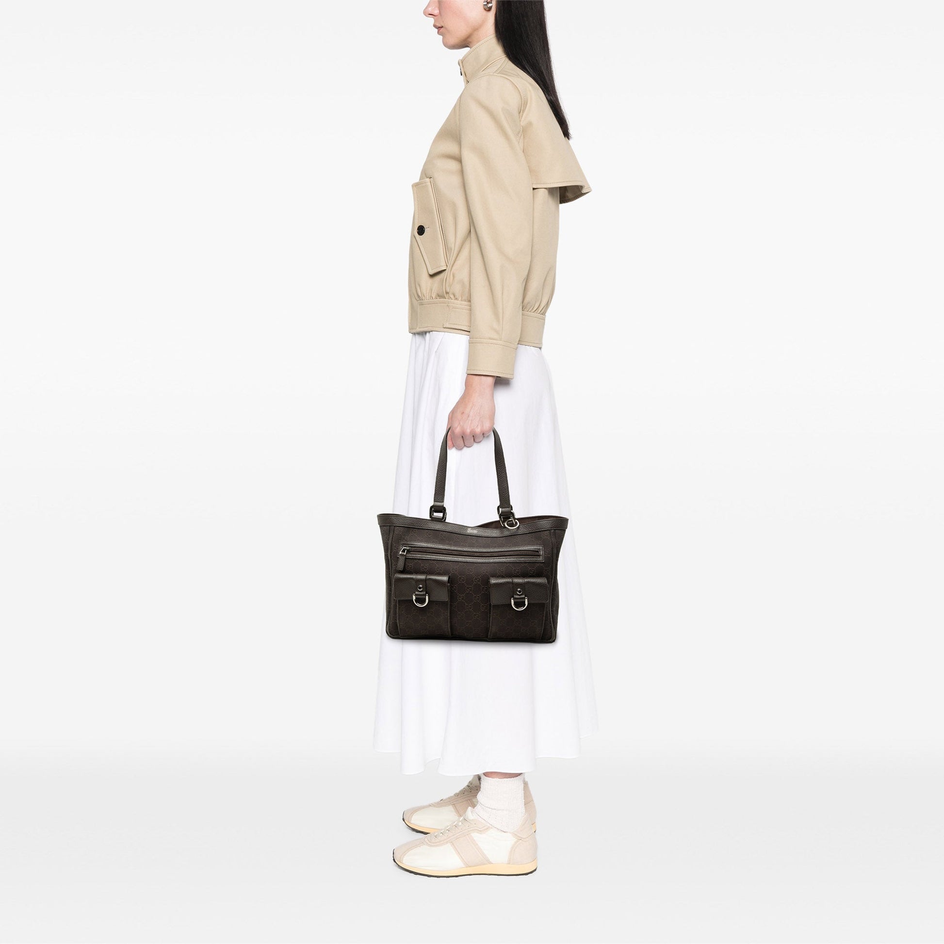 Gucci GG Denim Abbey D Ring Pocket Tote