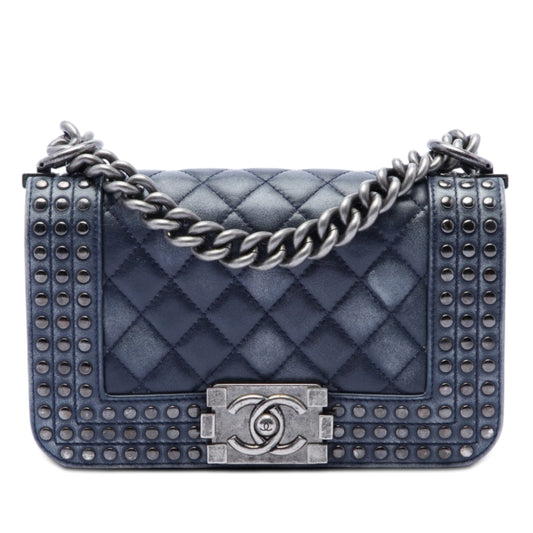 Chanel Paris Dallas Small Quilted Distressed Calfskin Studded Boy Flap