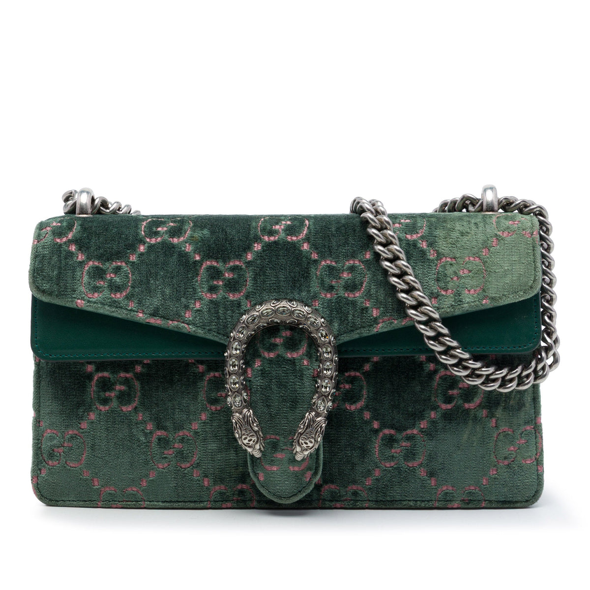Gucci Medium GG Velvet Dionysus Crossbody — Green