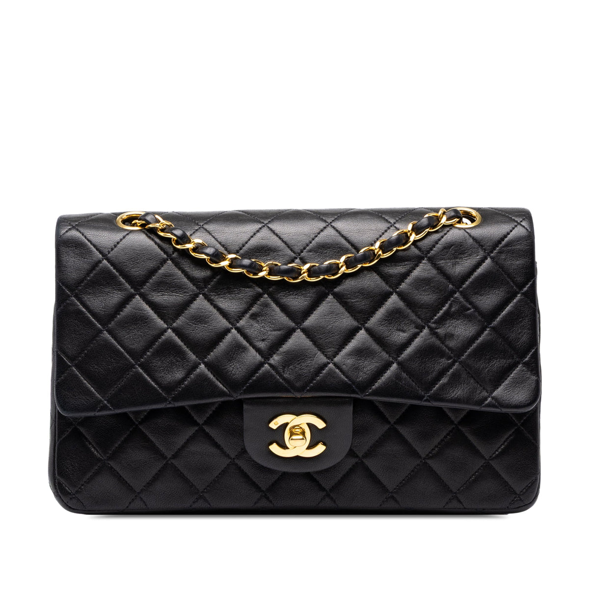 Chanel Medium Classic Lambskin Double Flap — Black