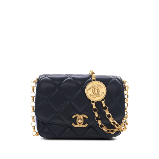 Chanel Small Quilted Lambskin CC Coin Flap — Black
