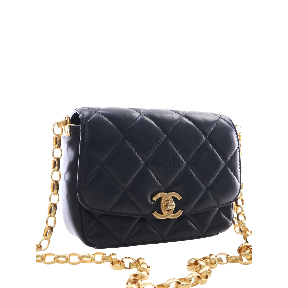 Chanel Small Quilted Lambskin CC Coin Flap — Black